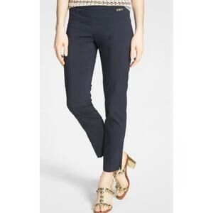 Tory Burch Sz 6 Skinny Callie Navy Blue Pockets Front Seam Ankle Crop Pants